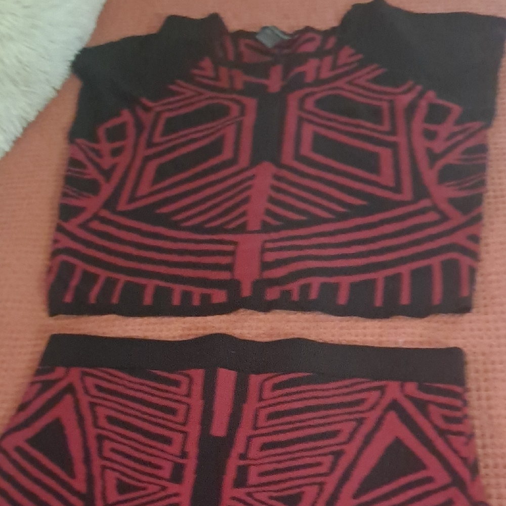 Ashley Stewart Red and Black Patterned Ensemble
